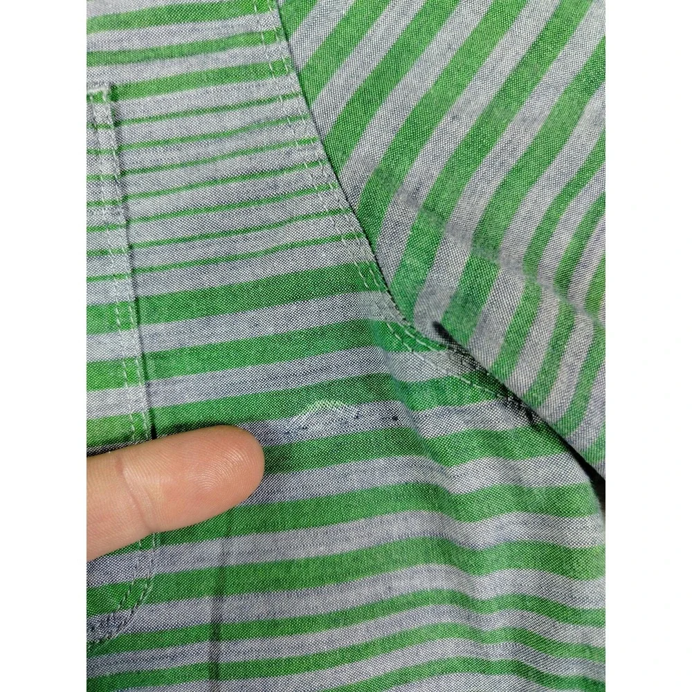 The North Face‎ Shirt Mens Large Green Stripe Short Sleeve Button Up Gorpcore